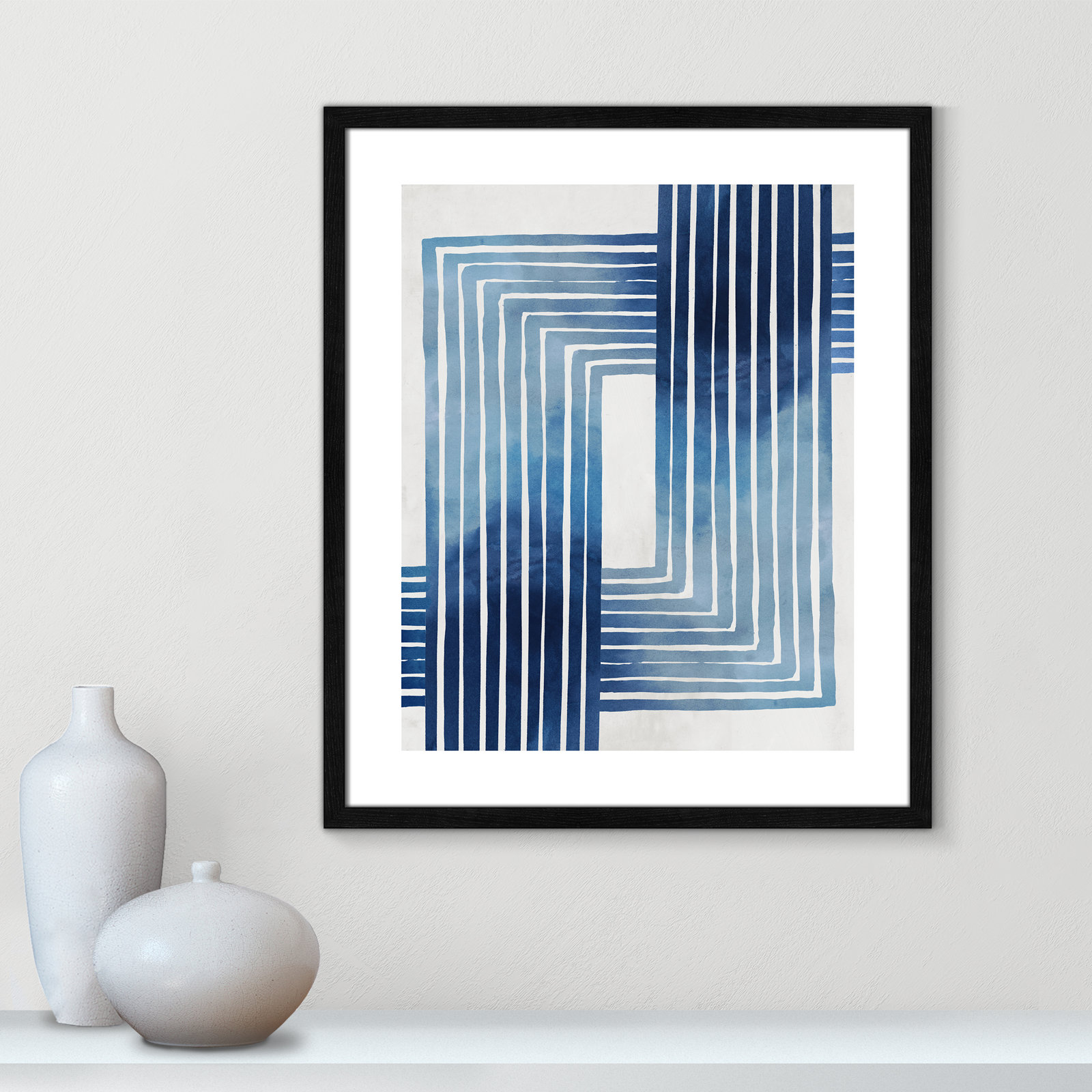 Lanny "In Unison" Painting by Eva Watts, 25.5" H x 21.5" W x 0.75" D, Black Wood Framed Paper