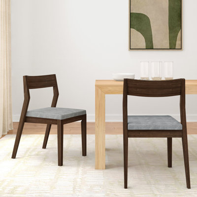 Chaise de salle à manger moderne en bois massif avec coussin rembourré (paquet de 2)