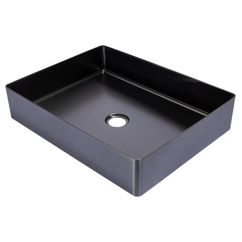 Stainless Steel Rectangular Vessel Bathroom Sink, Black