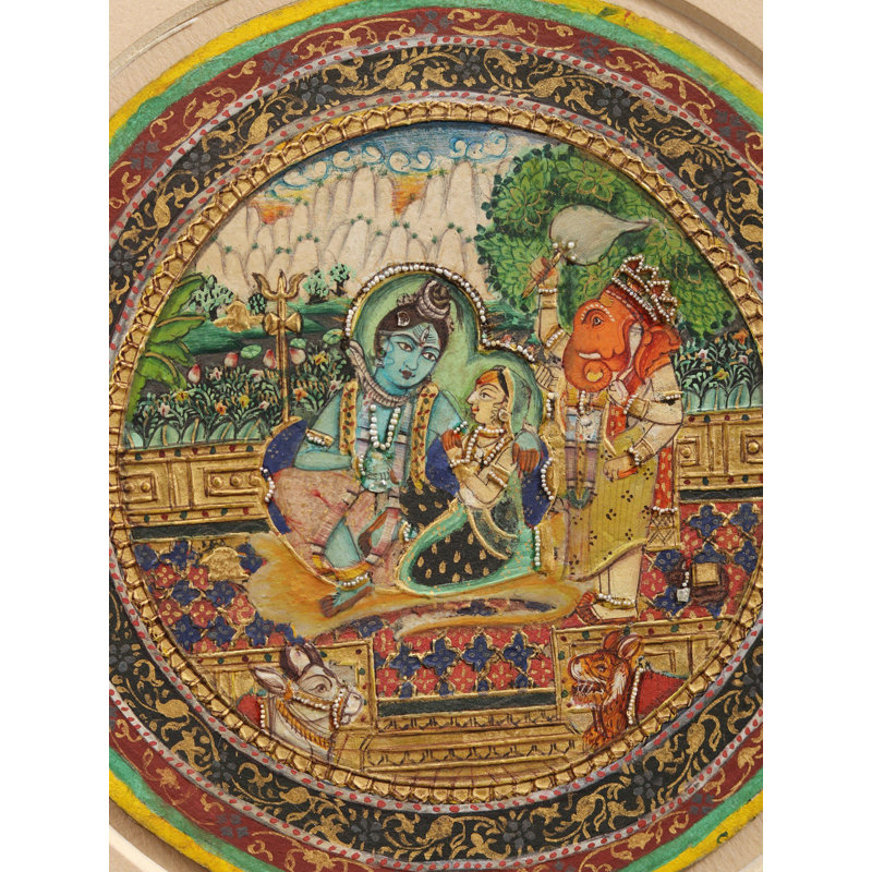 Shiva Parivar Ganjifa, peinture | Aquarelle sur papier
