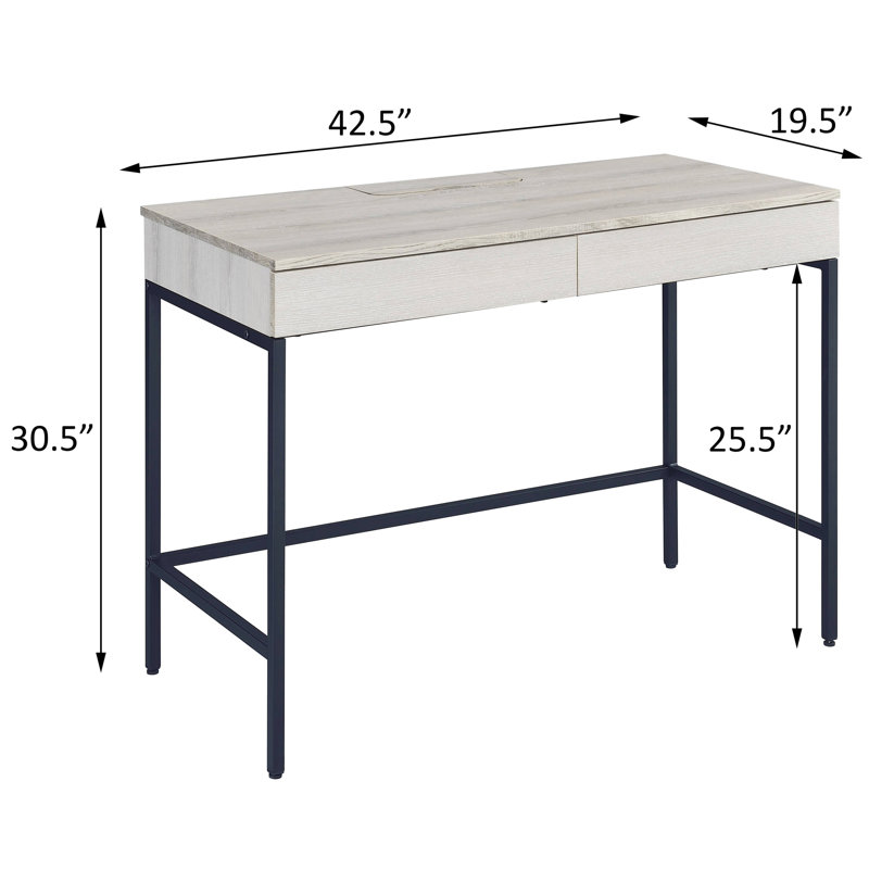 Bureau en bois naturel et noir avec rangements astucieux à tiroirs pour un espace de travail productif - 2 tiroirs