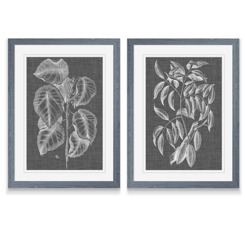« feuillage de graphique iii » par antonyme bunjamin (abe)-ensemble de 2 reproductions d’art sur cadre photo, Blanc