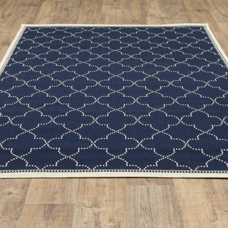 Tapis intérieur / extérieur bleu marine Anastasaos, Rectangle 2 pi 5 po x 4 pi 5 po