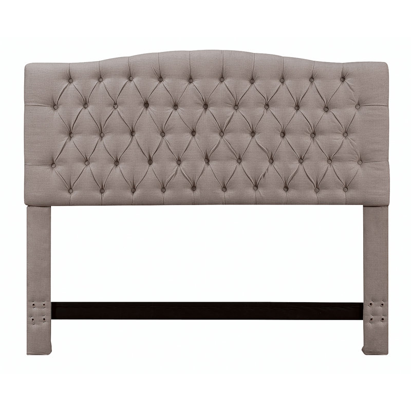 Elle Decor Celeste Tufted Upholstered Padded Headboard with Contemporary Button Tufting, Soft Linen-Textured Fabric, Queen