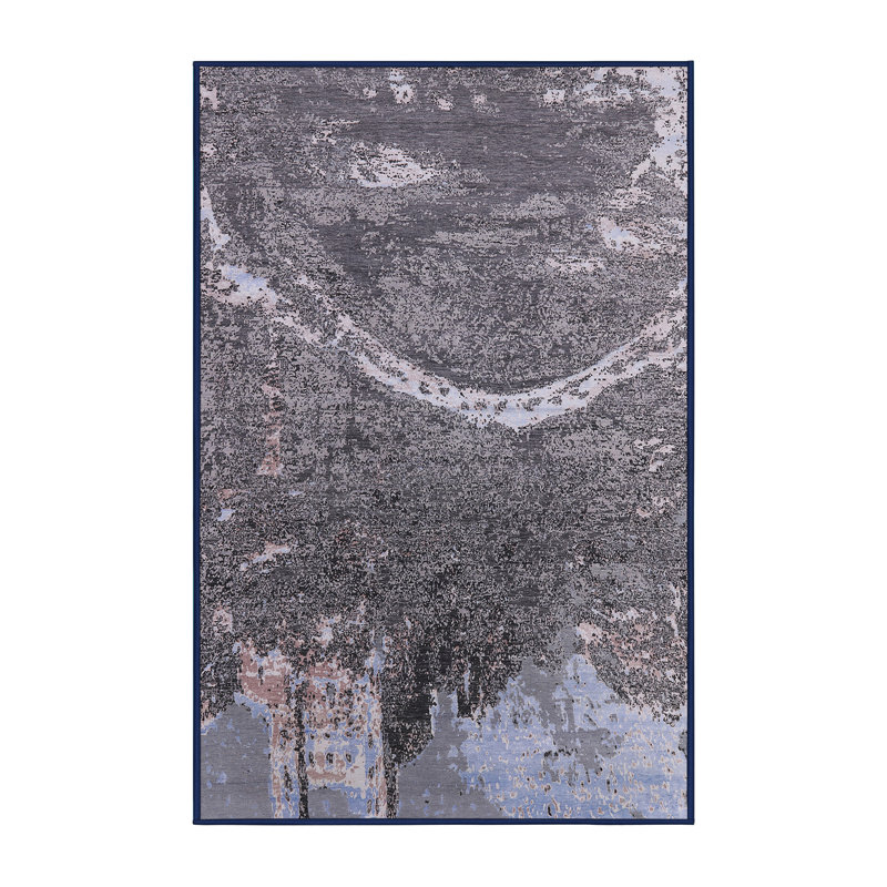 Tapis abstrait gris / bleu, Rectangle 7 pi x 10 pi