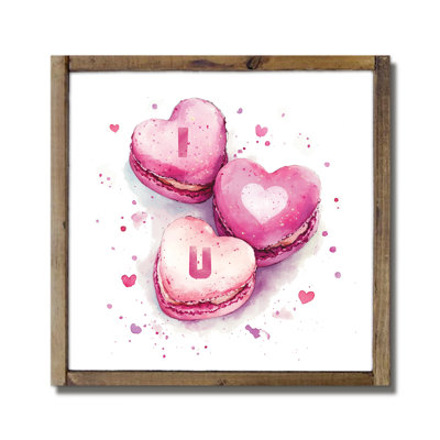 «I Heart U Macaroons», plaque de bois encadrée