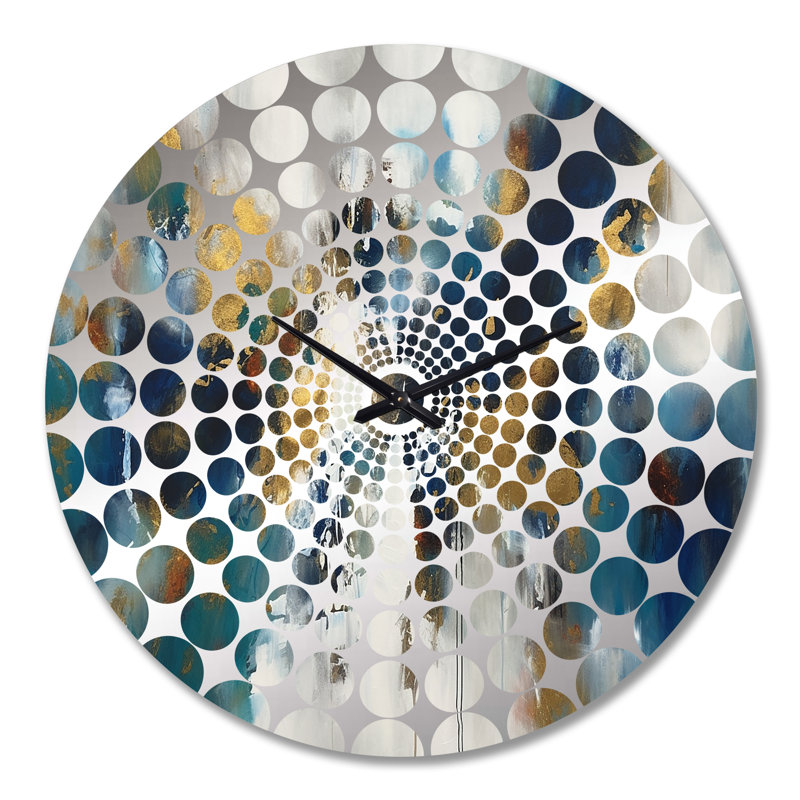 Feeling Spirit abstrait en bleu Nova et or I - Peinture abstraite horloge murale, Grand