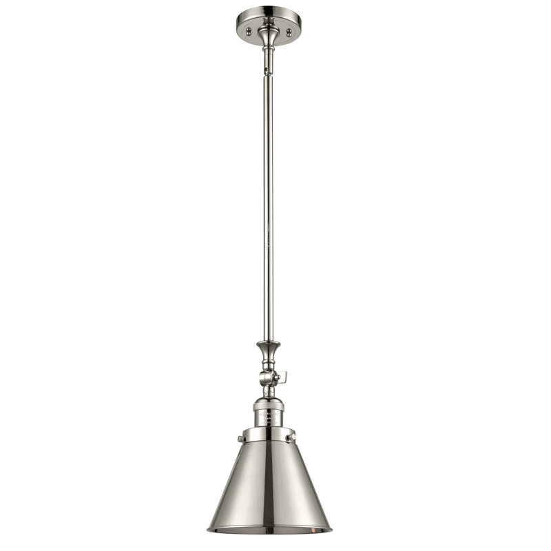 Luminaire suspendu conique à 1 lumière Donovan, Nickel poli, Nickel poli
