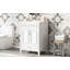 Meuble-lavabo de 24 po avec lavabo en céramique, armoire de rangement en bois massif avec portes à fermeture douce, style rétro