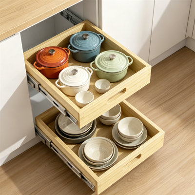 Organisateur de tiroir de style armoire, support de rangement de tiroir en bois fermé pour cuisine, solution d'armoire de base durable pour garde-manger