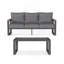 2-Piece 3-Seat Outdoor Sofa Couch Set, 75" All-Weather 3-Seat Aluminum Patio Sofa with Thick Gray Cushions  & 44" Glass Coffee Table