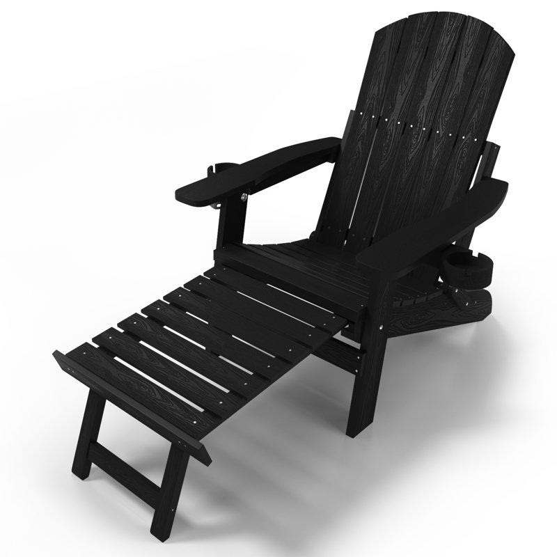 Chaise Adirondack avec repose-pieds rétractable Adirondack avec dossier réglable et repose-pieds, Noir