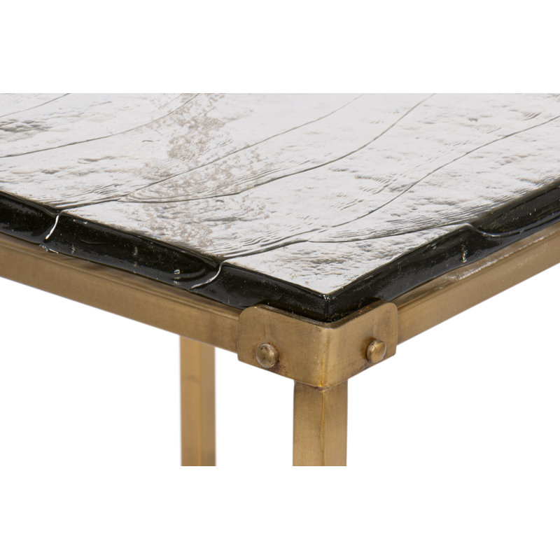 Christian Aged Brass and Glass Square Side Table