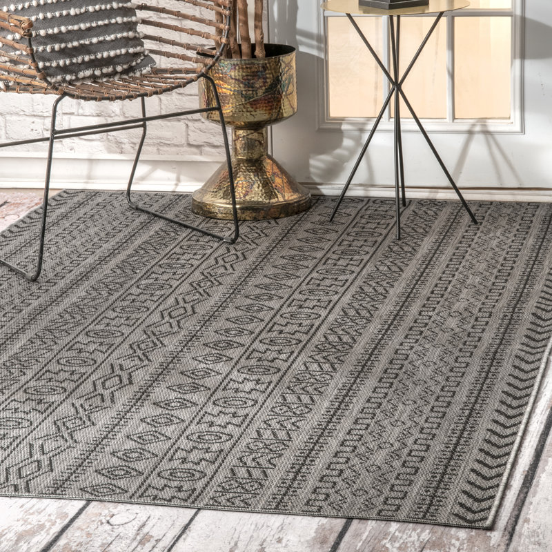 Kory Geometric Indoor / Outdoor Rug, Rectangle 8'6" x 13'