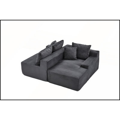 Canapé d'angle modulaire 95 avec méridienne, forme L, revêtement capitonné, style nuage, pour salon