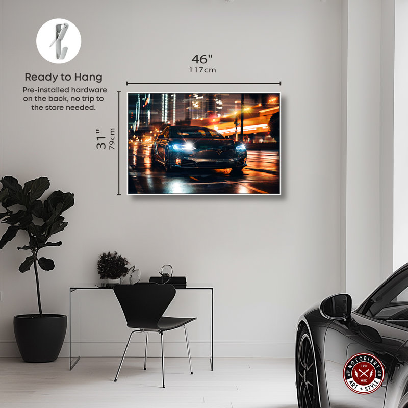 «Ludicrous Racing Car Print Man Cave» par Notoriart, Cadre blanc, H 31 po x l 46 po