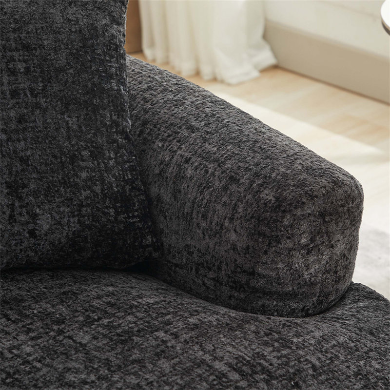 Causeuse incurvée, petit canapé en chenille avec 3 coussins, canapé profond pour appartement, salon, aucun assemblage requis