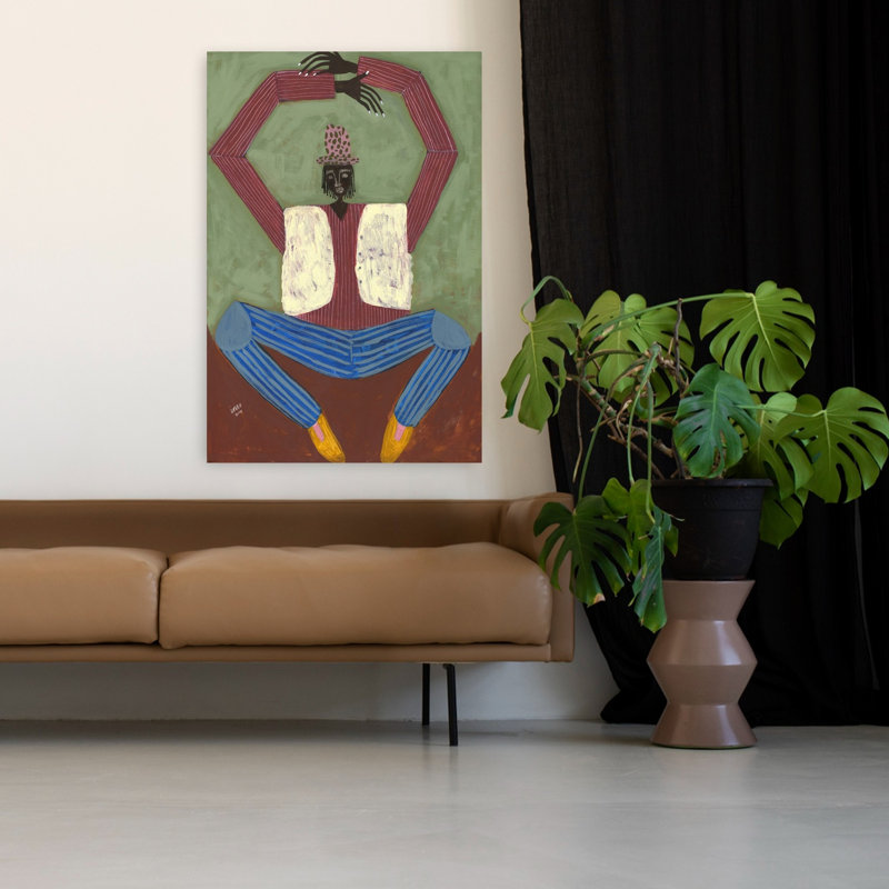 Art mural géométrique contemporain «Open Up», H 48 po x l 32 po