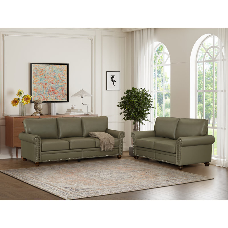 Ensemble de salon en cuir végétalien Auston, Similicuir gris