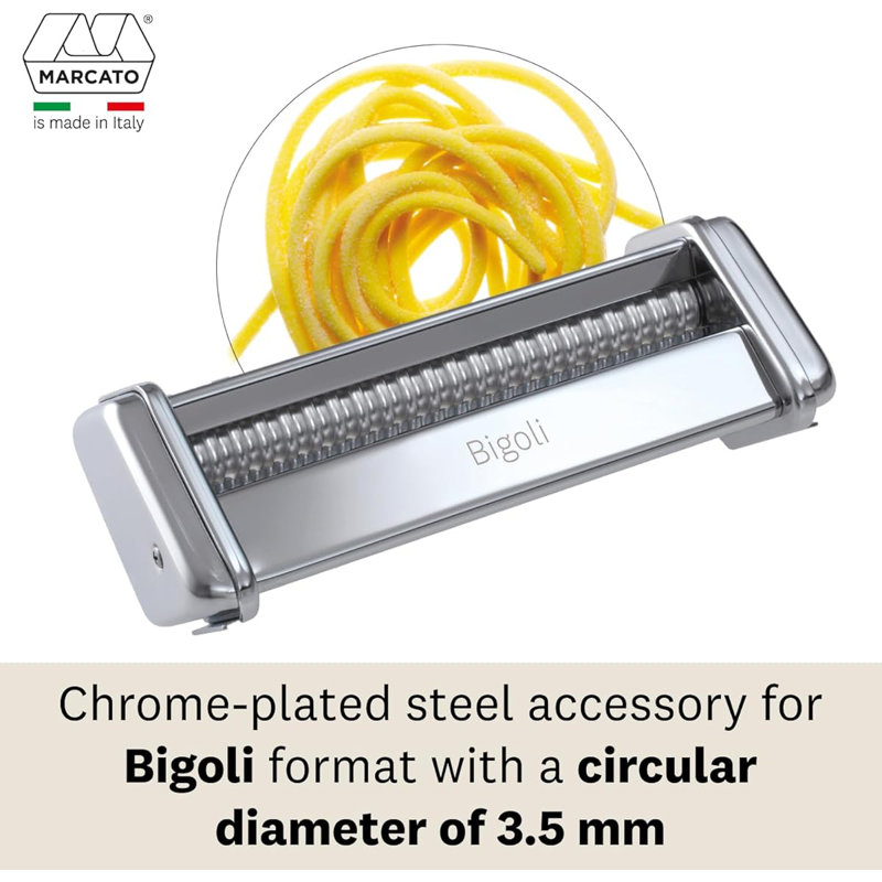 Marcato Bigoli Cutter Attachment Works with Atlas 150 Pasta Machine, Silver
