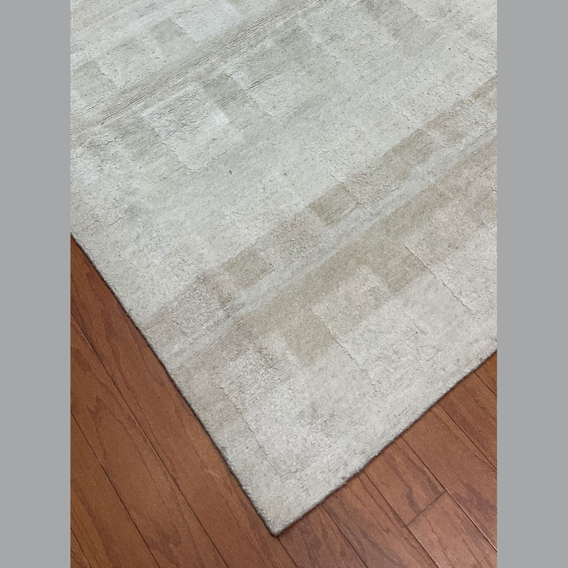 Tapis gris rectangulaire en laine noué à la main 8 pi x 10 pi