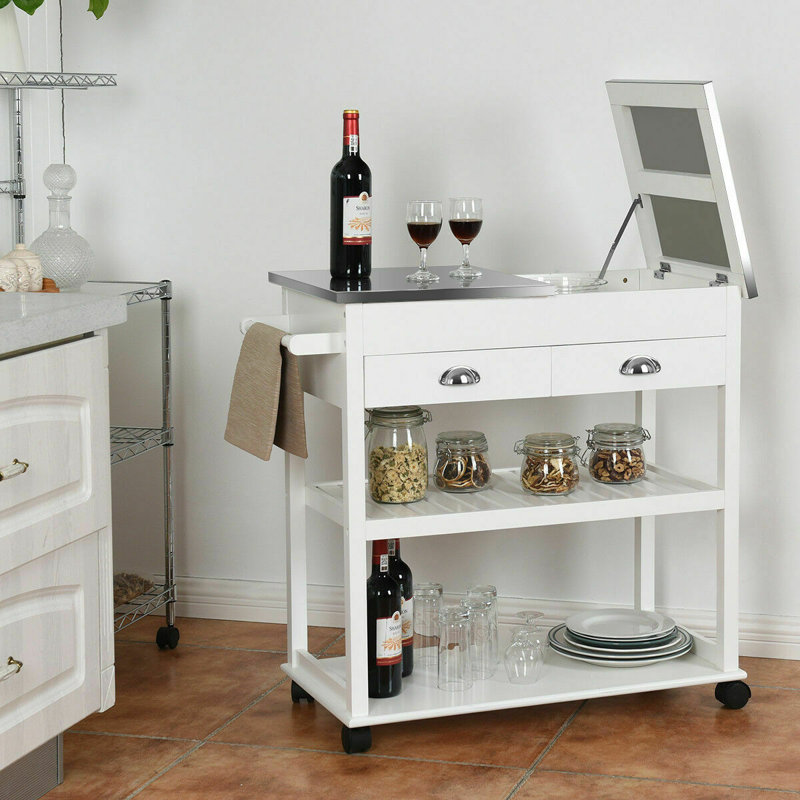 Plateau roulant en acier inoxydable pour chariot de cuisine à bascule Westborough, Blanc