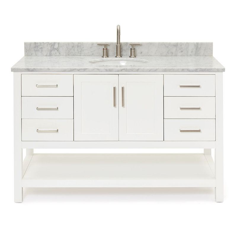Magnolia Bath Vanity Rectangular Basin S061SCW2R, White, Oval, 55"
