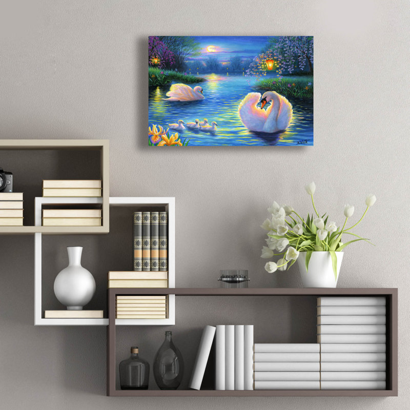 «Lamplight Lake» par Bridget Voth, art en verre acrylique Wal, H 16 po x l 24 po