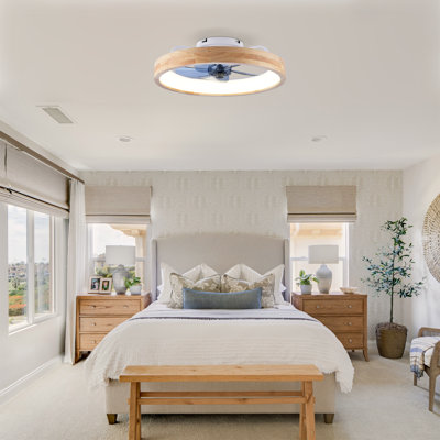 Ventilateurs de plafond encastrés de 20 po avec lumières et télécommande, ventilateur de plafond à profil bas à intensité variable avec moteur à courant continu silencieux pour le salon, la chambre à coucher
