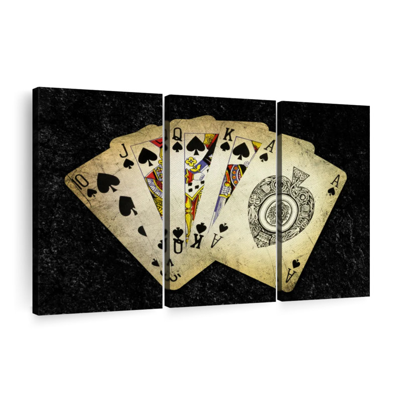 Poker Spade - 3 pièces sur toile tendue, H 20 po x l 33 po x P 1,25 po