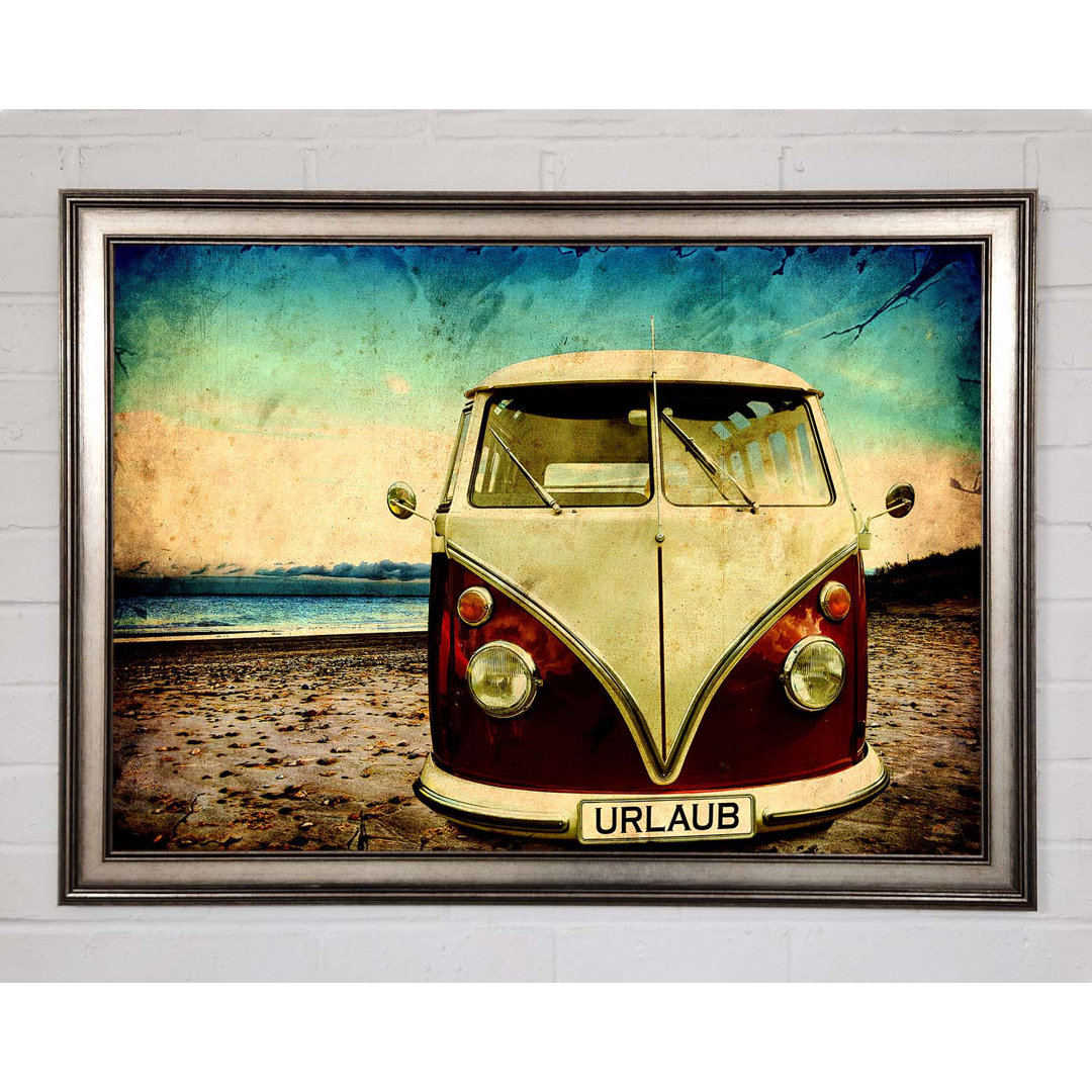 Strand VW Camper Van Gerahmter Druck Wandkunst