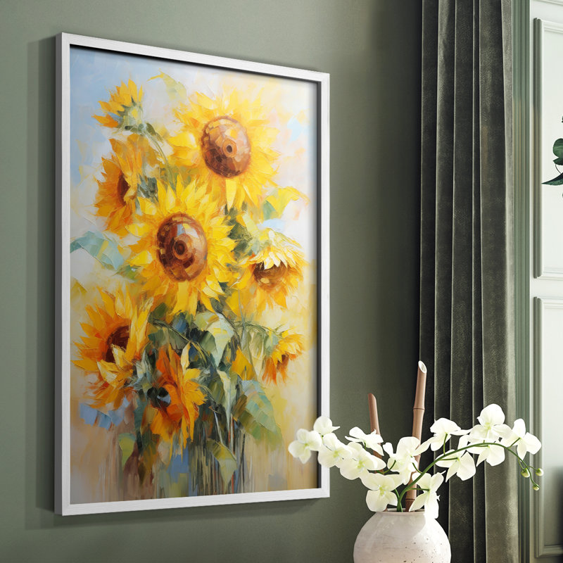 Série FLORAL CDLII - Impression encadrée de qualité supérieure - Prêt à accrocher - Aucun clou requis, Blanc