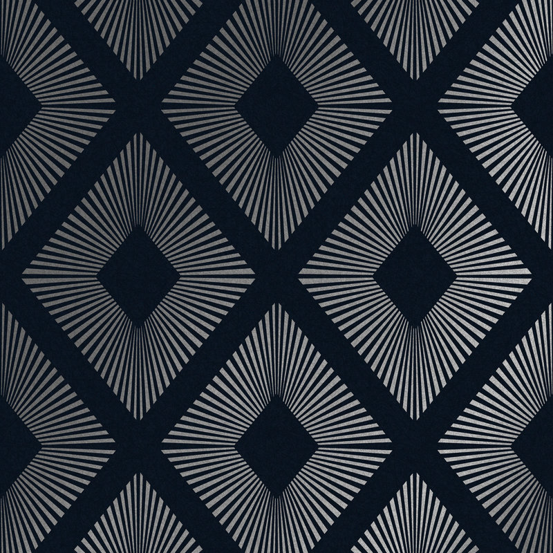 Geometric Metallic Wallpaper Double Roll, Navy Blue