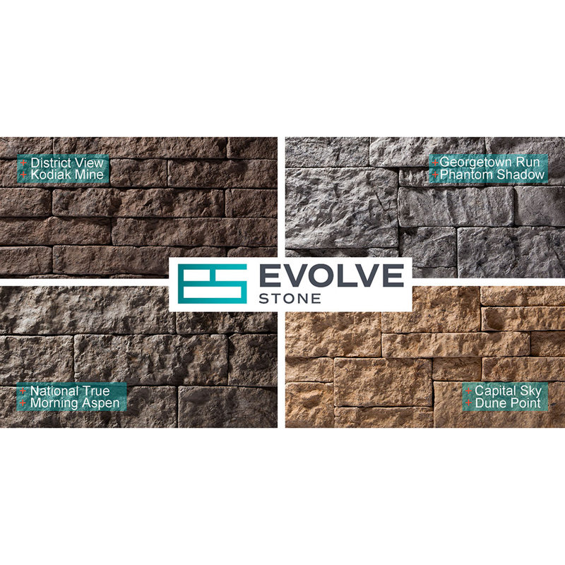 Placage en pierre plate non classé Evolve Stone National True RC (14,25 pieds carrés par boîte), Rivière d'argile