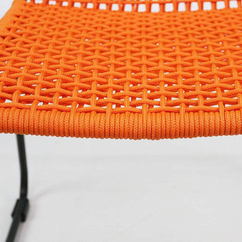 Knot Patio Dining Side Chair, Charcoal Gray /Orange 