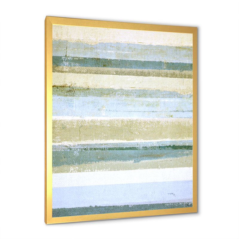 Art moderne gris et bleu II 2FDP47753, Toile avec cadre doré, H 32 po x l 16 po x P 1 po