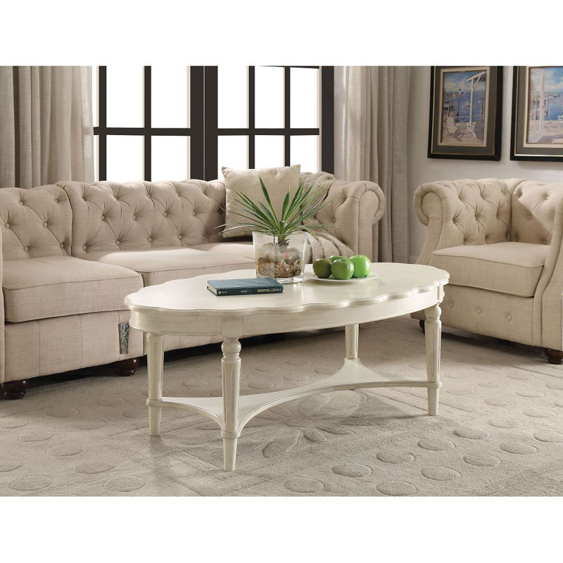 Olpe Oval Coffee Table, Antique White