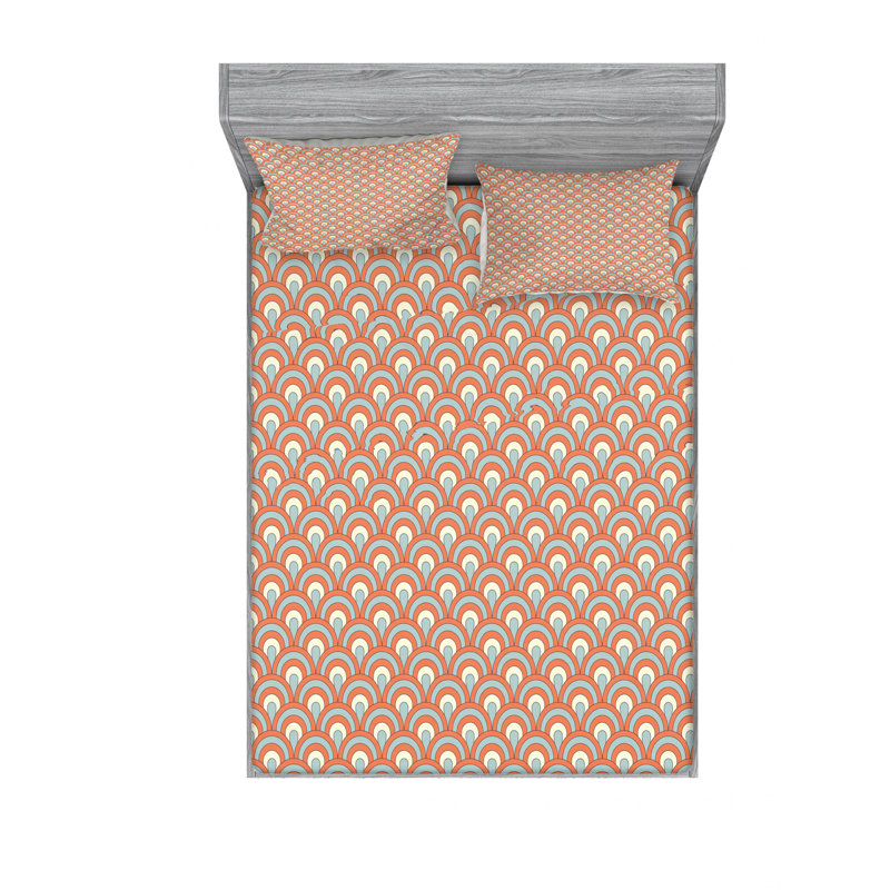 Microfiber Abstract Sheet Set, Queen Sheet Set with Fitted Sheet