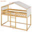 Lit superposé simple au-dessus d'un lit simple en bois avec tente, naturel-2089250653