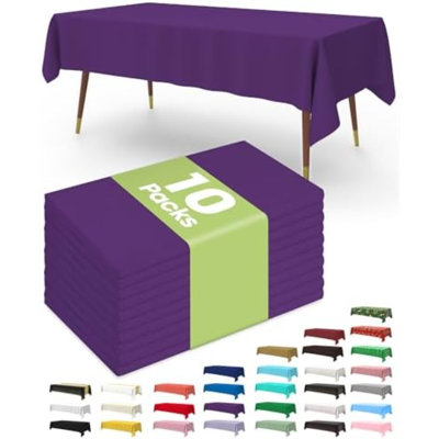 Nappe en plastique jetable en paquet de 10, nappes de 54 po x 108 po, décorations de fête d'Halloween, décor Summerween, nappes d'Halloween, rectangle, housse en plastique, étanche et robuste, mauve