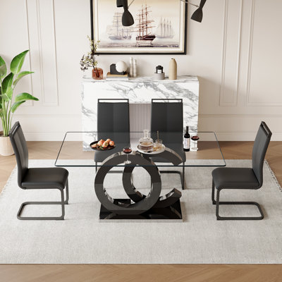 5-Piece Glass Top Dining Table Sets