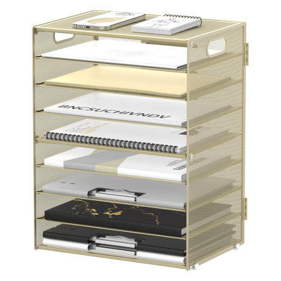 Organisateur de bureau en métal à 9 niveaux avec poignées, organisateur de bureau