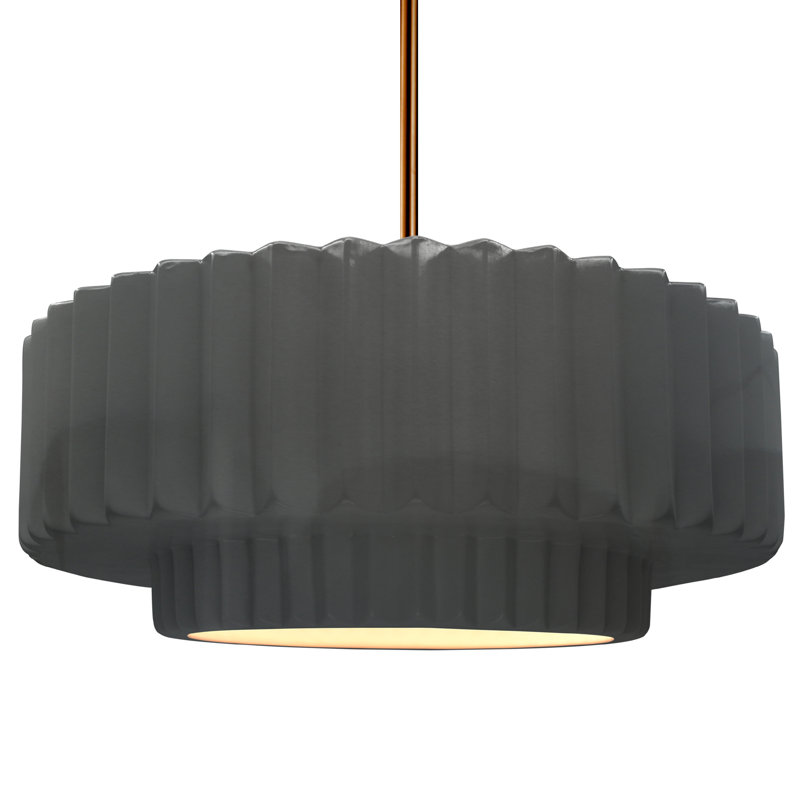 Luminaire suspendu 1 lumière Meydan, H 6 po x l 16,25 po x P 16,25 po, Gris brillant, Laiton brossé