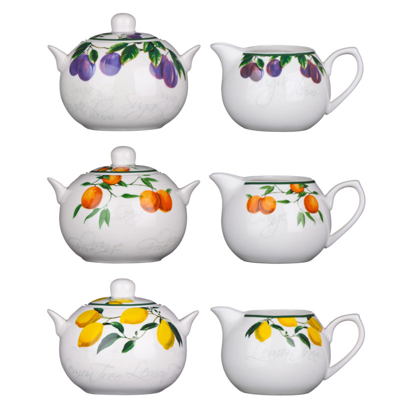 Marion 3 Piece Sugar and Creamer Set, Orange