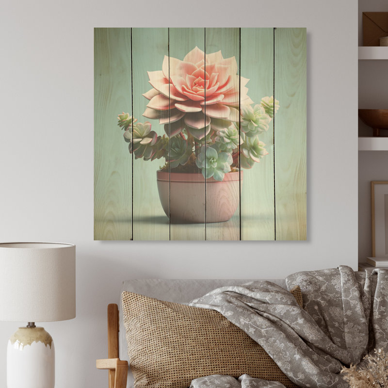 Blooming Botanical Medley - Plantes, art sur bois de pin naturel, H 30 po x l 30 po