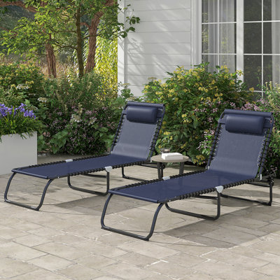 Ensemble de 2 chaises longues pliantes Outsunny
