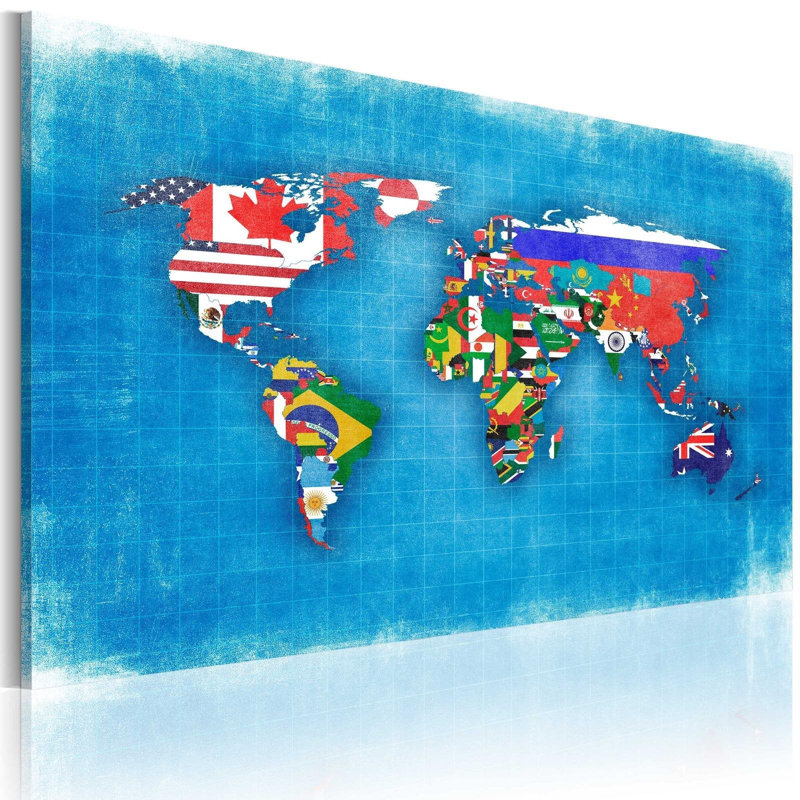 Drapeaux du monde à Hanceville, H 16 po x l 24 po x P 0,7 po