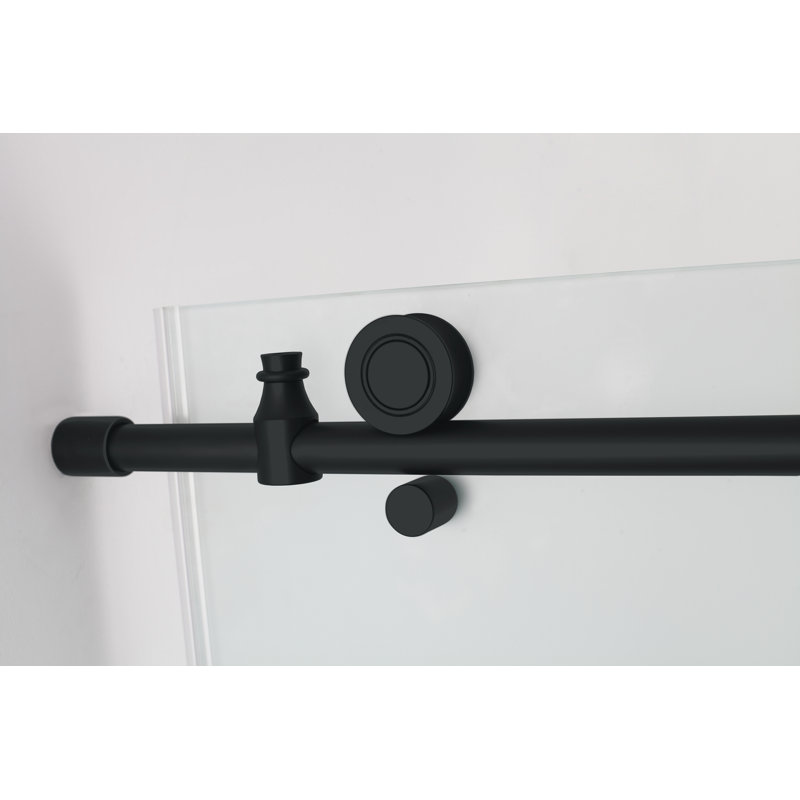 Coraline XL Matte Black Frameless Sliding Shower Enclosure with Frosted Glass
