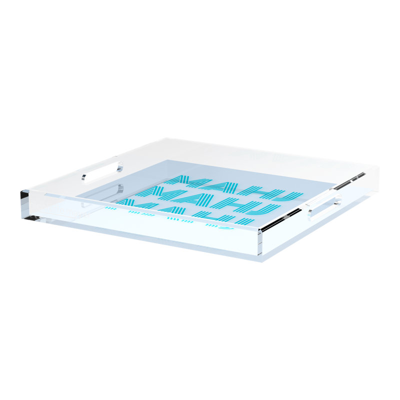 Mahjong Acrylic Decorative Tray, 18"W x 18"D x 2"H, Blue, Square