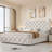 Bed Frame With Adjustable Headboard And 4 Storage Drawers, Linen Upholstered Platform Bed Frame-110095408-110095409